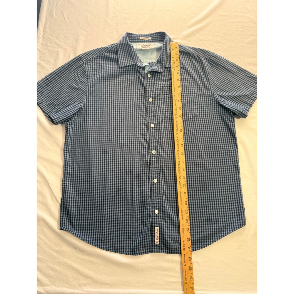Original Penguin Mens Blue Gingham Short Sleeve Button Down Shirt Large Classic